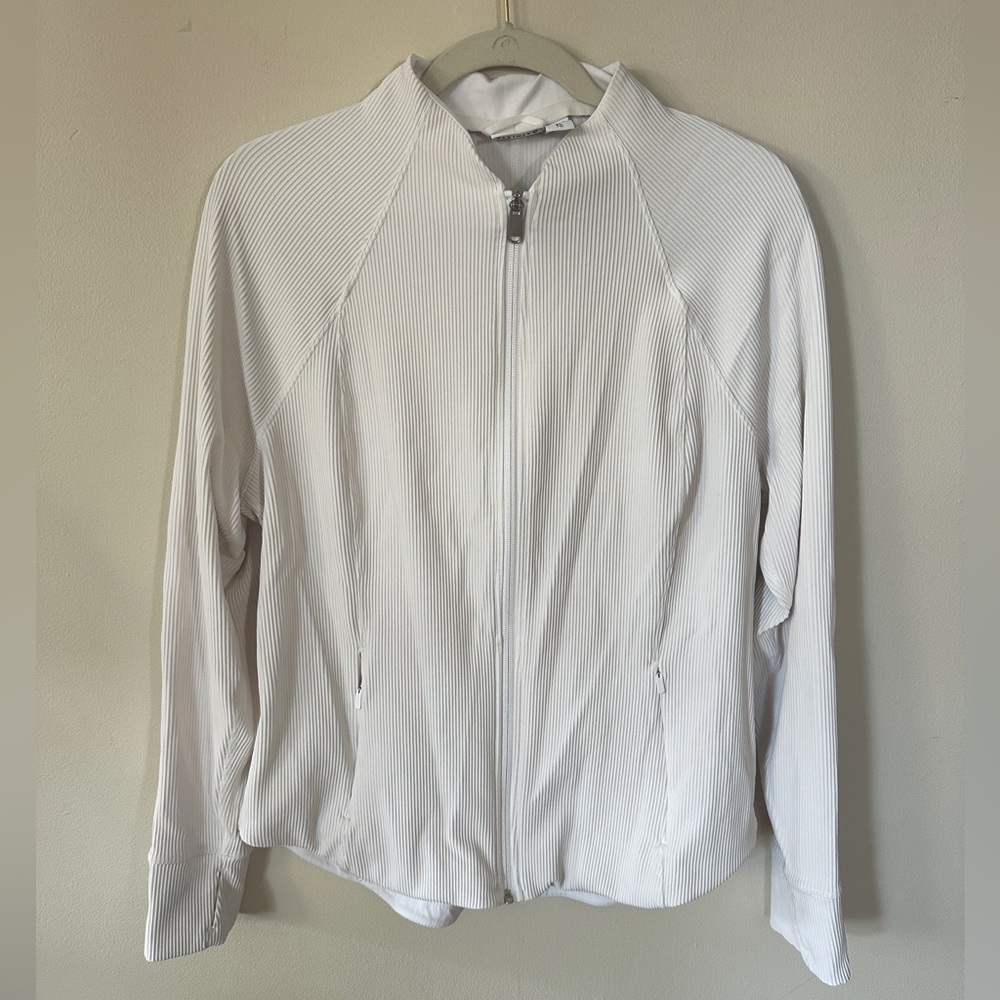 Athleta Salutation jacket white ribbed XL